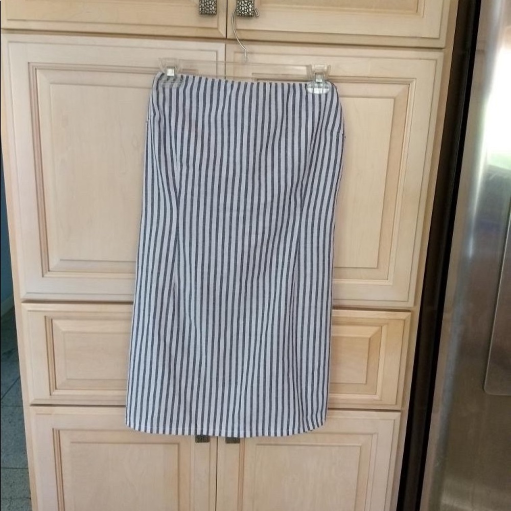 [LIKE 🆕] Strapless Blue Striped Bow Knot Dress - Picture 2 of 3